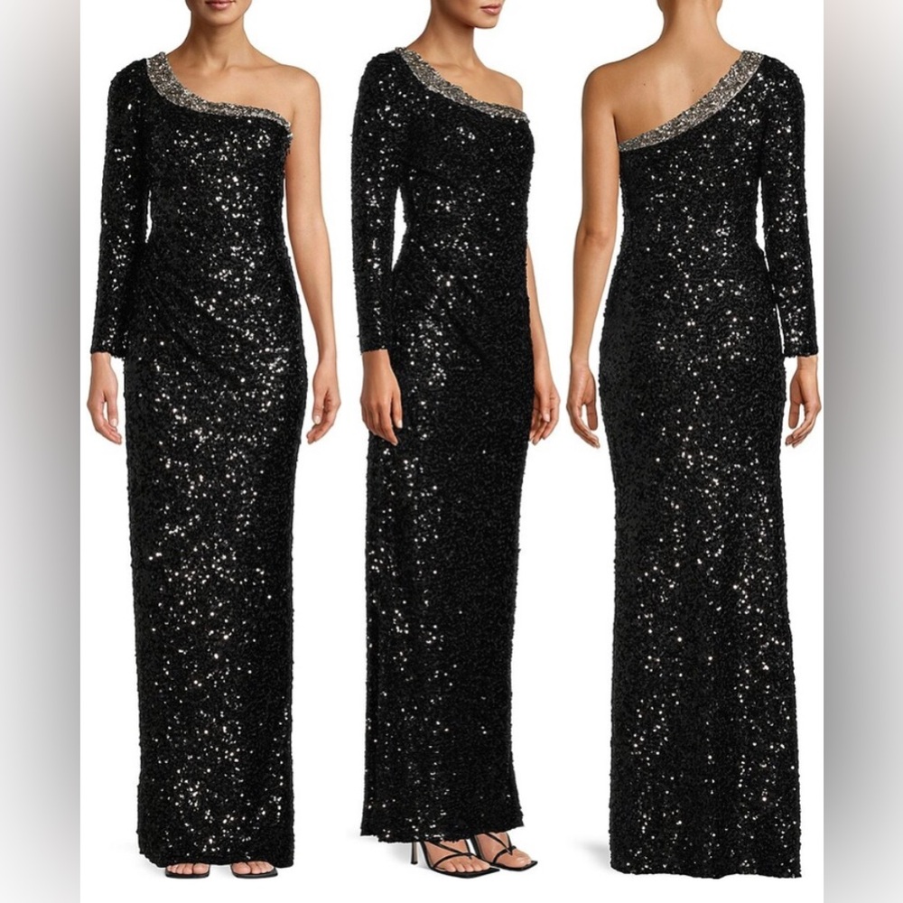 NWT Sachin & Babi Fall 22 Greta Sequin One-Shoulder Gown Size 2 $1095